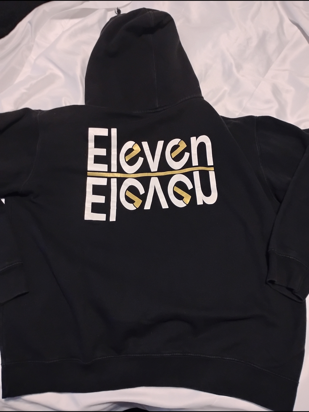 Men's Black Hoodie with Yellow Script Logo - Eleven Eleven